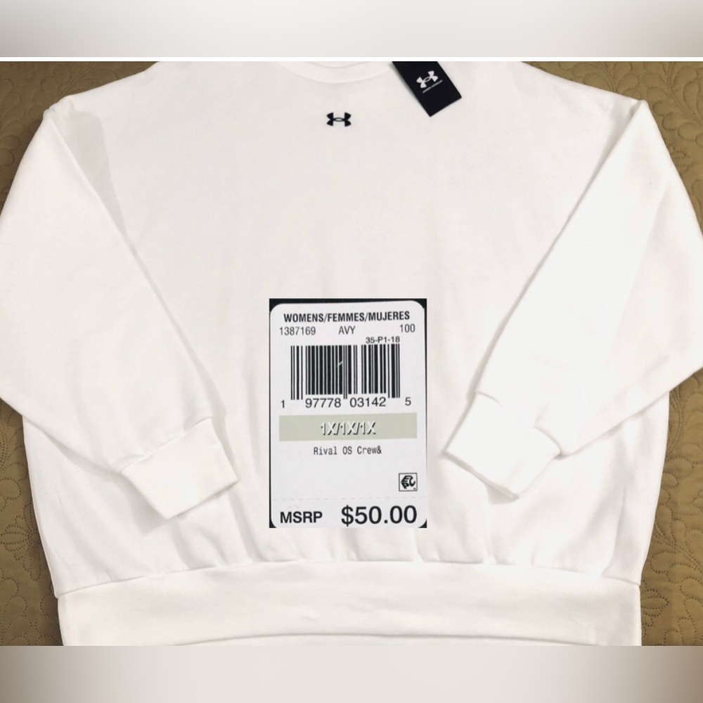 NEW..WOMEN 1X PLUS SIZE OVERSIZED UNDER ARMOUR RIVAL FLEECE CREW SWEATER..LOOSE